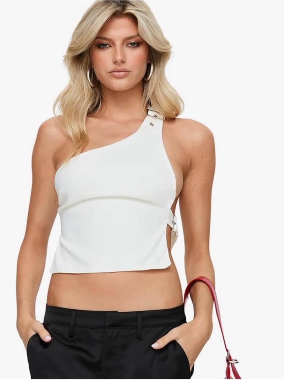 Princess Polly Women's Buckled Down One Shoulder Top